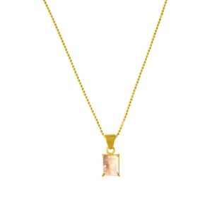 Emerald Cut Prong Set Necklace moonstone silver gold