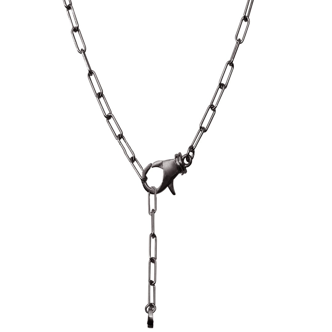 Lock Lariat Paper Clip Chain Necklace silver gold