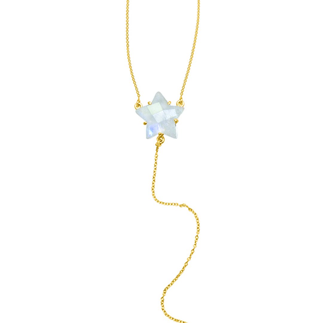 Star Shaped Moonstone Y-Necklace silver gold