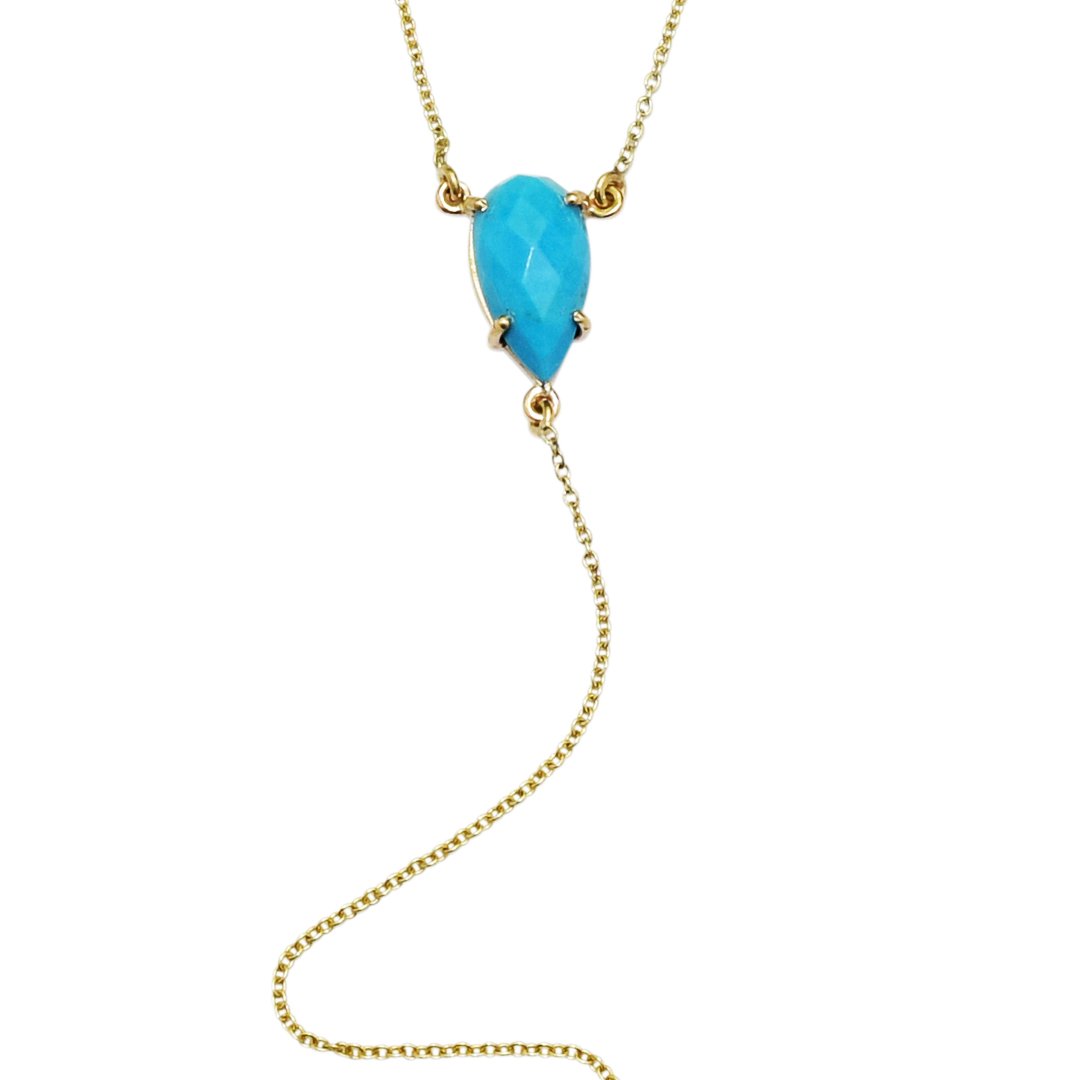 Pear Cut Turquoise Y-Necklace turquoise silver gold