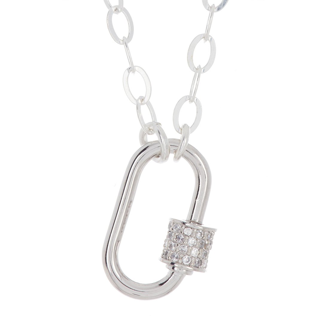 Oval Screw Lock Necklace silver gold