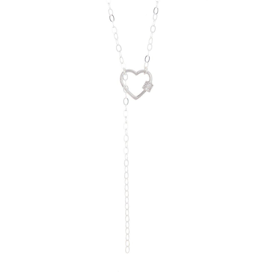 Heart Screw Lock Lariat Y-Necklace silver gold
