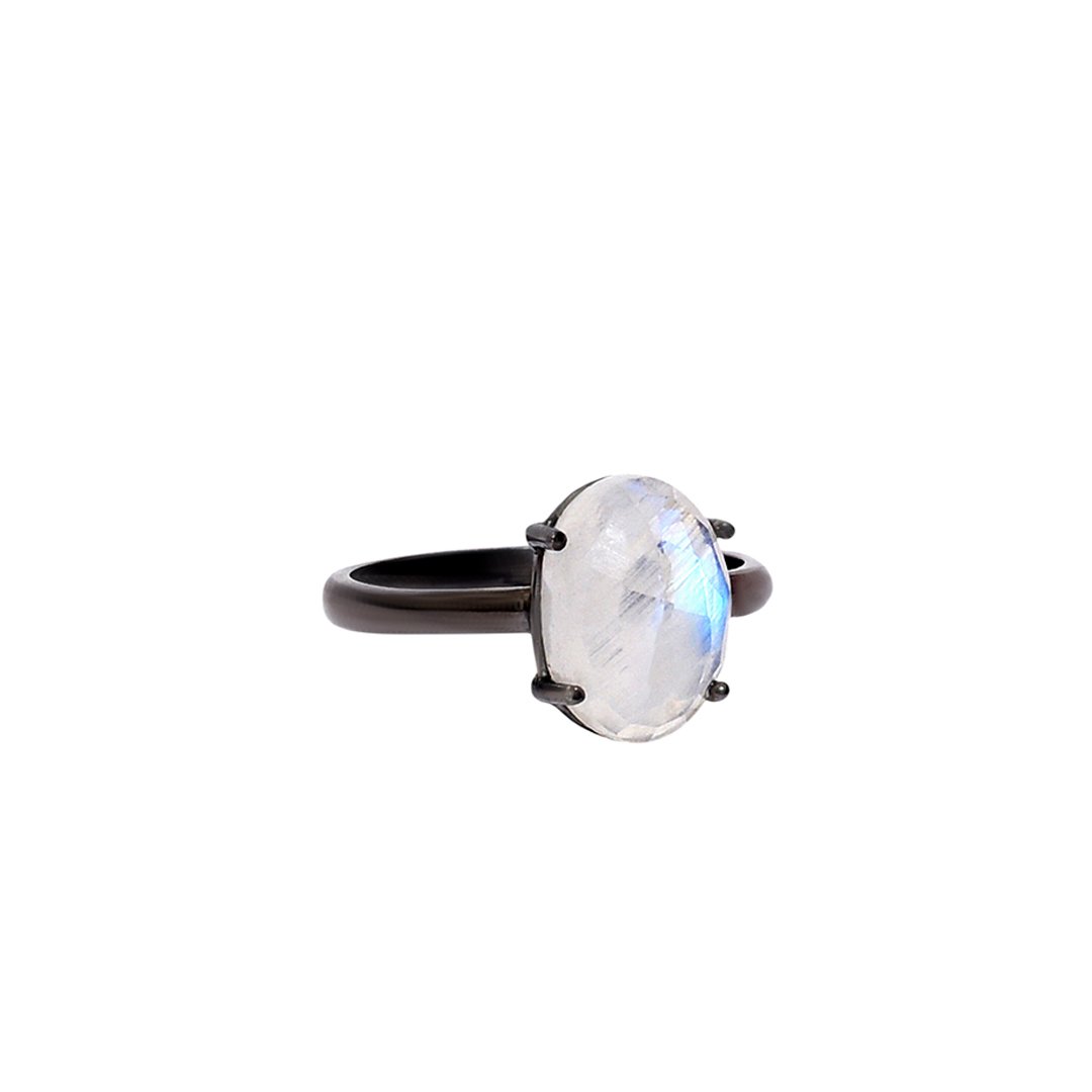 Oval Cut Prong Set Moonstone Ring moonstone silver gold