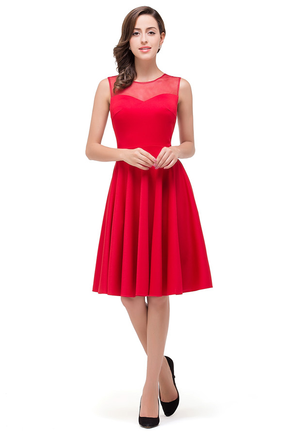 HARMONY | A-line Crew Knee-length Red Bridesmaid Dresses