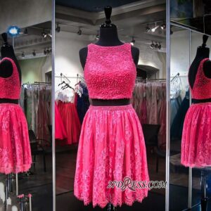 2021 Sleeveless Jewel Mini Two-Pieces Beads A-line Newest Homecoming Dress_Homecoming Dresses_Prom &amp; Evening_High Quality Wedding Dresses, Pro