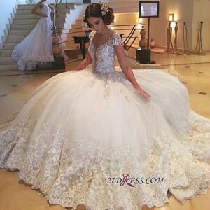 2021 Cap-Sleeves Wedding Gowns | Princess Lace Wedding Dress On Sale_Wedding Dresses_High Quality Wedding Dresses, Prom Dresses, Evening Dresses, Brid