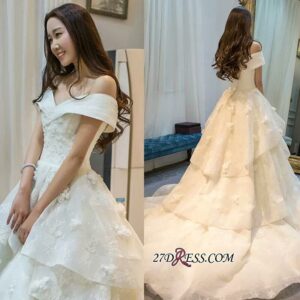 2021 Off-the-Shoulder Floor-Length Glamorous Ruffles Lace Princess Wedding Dress_2021 Wedding Dresses_Wedding Dresses_High Quality Wedding Dresses, Pr