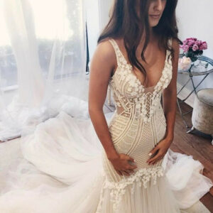 Delicate Lace Straps Mermaid Wedding Dress | Ivory Wedding Dress_Trumpet / Mermaid Wedding Dresses_Wedding Dresses_High Quality Wedding Dresses, Prom