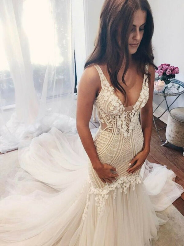 Delicate Lace Straps Mermaid Wedding Dress | Ivory Wedding Dress_Trumpet / Mermaid Wedding Dresses_Wedding Dresses_High Quality Wedding Dresses, Prom