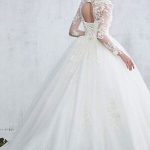 Lace Gown Long-Sleeve Ball White Sexy Jewel Wedding Dresses_Princess Wedding Dresses_Wedding Dresses_High Quality Wedding Dresses, Prom Dresses, Eveni
