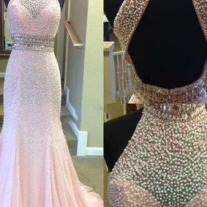 2021 Crystal Mermaid Halter Open-Back Two-Pieces Luxury Prom Dress_Prom Dresses_Prom &amp; Evening_High Quality Wedding Dresses, Prom Dresses, Eve