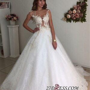 A-Line Beach Court-Train White Lace Tulle Appliques Wedding Dresses_A-Line Wedding Dresses_Wedding Dresses_High Quality Wedding Dresses, Prom Dresses,