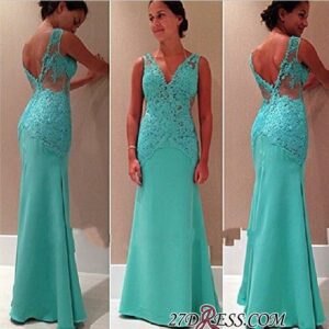 2021 Lace Sexy V-Neck Open-Back Mermaid Sleeveless Party Dress_Prom Dresses_Prom &amp; Evening_High Quality Wedding Dresses, Prom Dresses, Evening