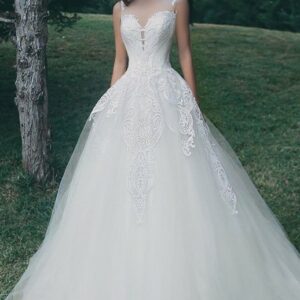 A-Line Tulle Sleeveless Appliques Glamorous Wedding Dress_2021 Wedding Dresses_Wedding Dresses_High Quality Wedding Dresses, Prom Dresses, Evening Dre