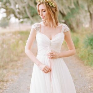 Elegant Cap Sleeve Lace Wedding Dress 2021 Long Chiffon Sweetheart_Wedding Dresses_High Quality Wedding Dresses, Prom Dresses, Evening Dresses, Brides