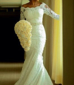 Glamorous Half-Sleeve Lace 2021 Wedding Dress Mermaid Crystal Bow Back_Wedding Dresses_High Quality Wedding Dresses, Prom Dresses, Evening Dresses, Br