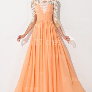 Elegant A-line Lace Chiffon Evening Dress 3/4-Length Sleeve_Evening Dresses_Prom &amp; Evening_High Quality Wedding Dresses, Prom Dresses, Evening