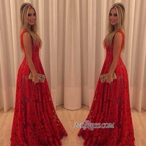 2021 Sleeveless Straps A-line Red Newest Lace Evening Dress_Evening Dresses_Prom &amp; Evening_High Quality Wedding Dresses, Prom Dresses, Evening