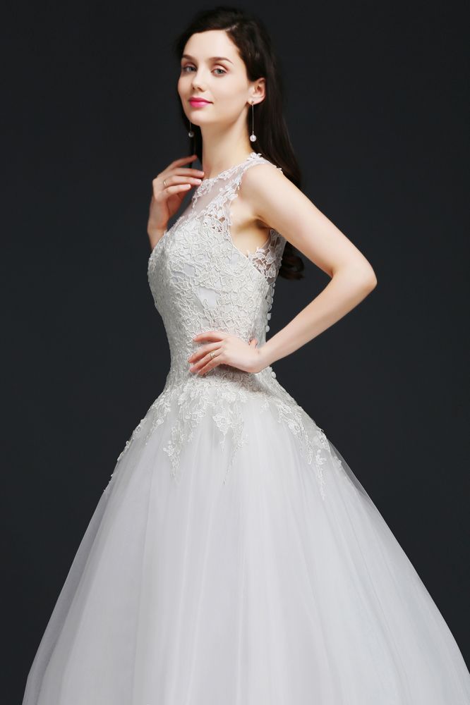 AZALEA | Vestido de boda princesa Scoop tul con apliques de encaje