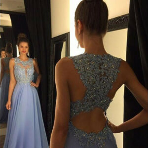 Beautiful Lace Appliques Sleeveless Prom Dress 2021 Long Chiffon Party Gowns AP0_Evening Dresses_Prom &amp; Evening_High Quality Wedding Dresses,