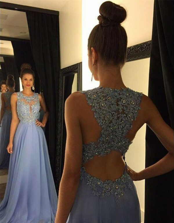 Beautiful Lace Appliques Sleeveless Prom Dress 2021 Long Chiffon Party Gowns AP0_Evening Dresses_Prom &amp; Evening_High Quality Wedding Dresses,