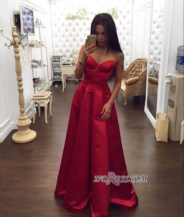 2021 Red Glamorous A-Line Spaghetti-Straps Sweetheart Evening Dress BA5003_Evening Dresses_Prom &amp; Evening_High Quality Wedding Dresses, Prom D