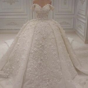 Charming Off-The-Shoulder Ball Gown Wedding Dress | 2021 Lace Appliques Bridal Gown On Sale BC1308_2021 Wedding Dresses_Wedding Dresses_High Quality W