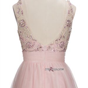 Fashion Pink Jewel Cap-Sleeve Tulle Short Cocktail Dresses_Short Dresses_Prom &amp; Evening_High Quality Wedding Dresses, Prom Dresses, Evening Dr