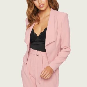 Bebe Women's Demi Satin Crepe Blazer Jacket, Size 0 in Dusty Pink Polyester