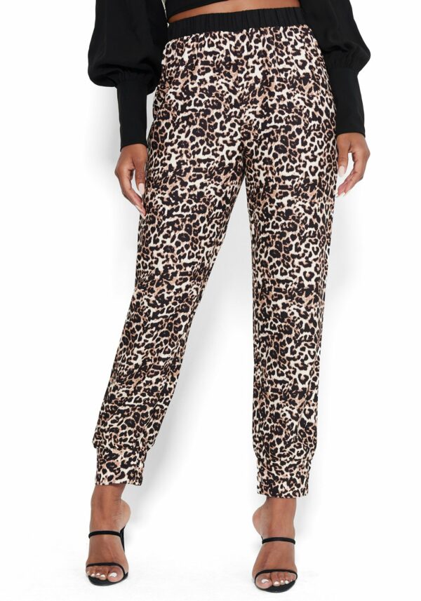 Bebe Women's Leopard Crepe Jogger Pant, Size Small Polyester
