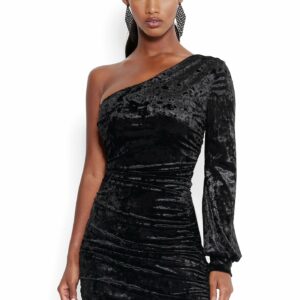 Bebe Women's Velvet One Shoulder Dress, Size Small in Black