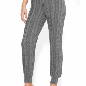 Bebe Women's Cable Knit Track Pant, Size XXS in Heather Grey Cotton