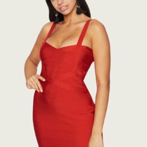 Bebe Women's Sweetheart Bandage Dress, Size XL in Red Spandex/Nylon