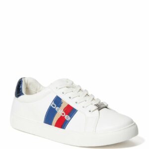 Bebe Women's Coley Logo Sneakers, Size 9 in White/Blue Synthetic