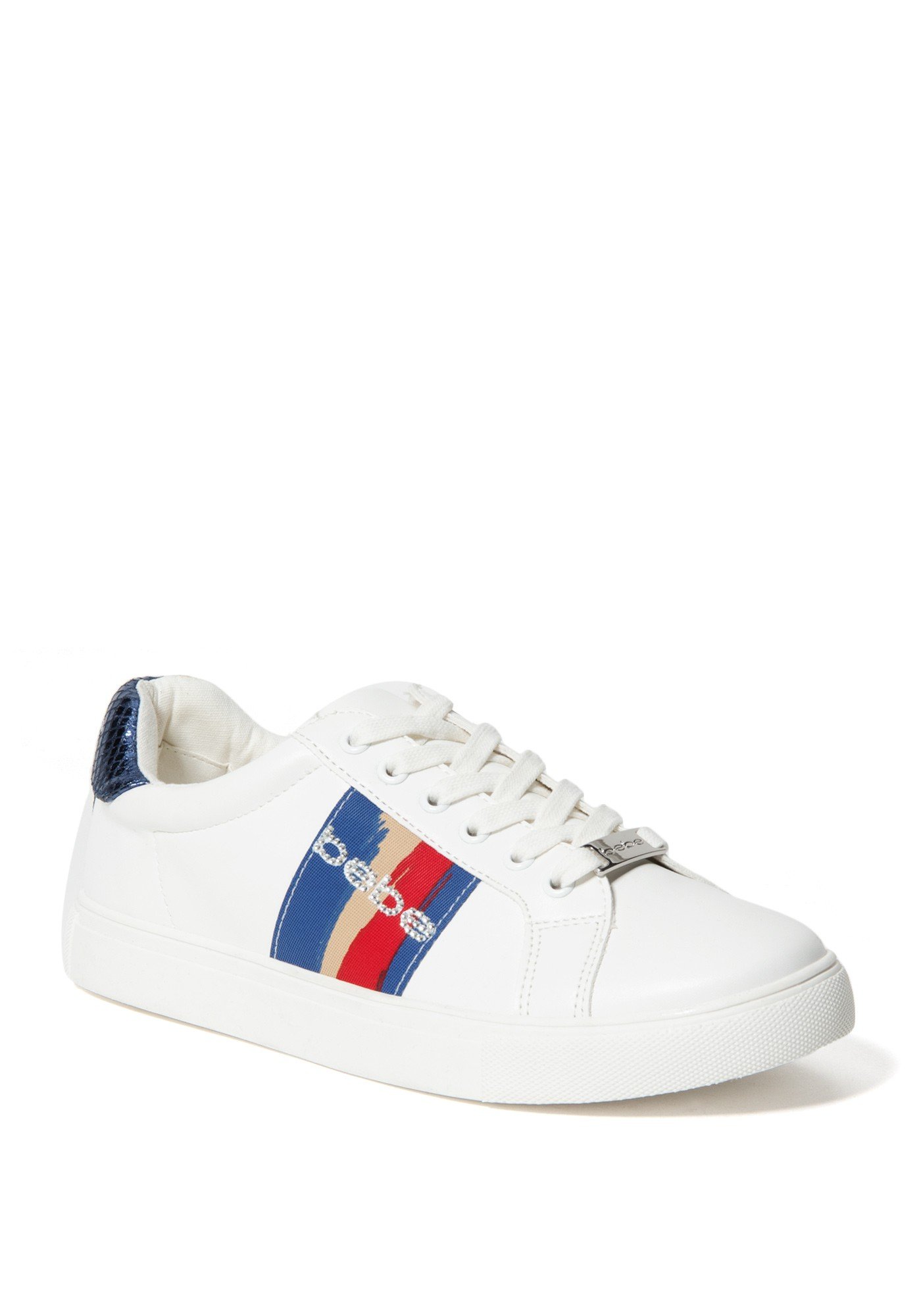Bebe Women's Coley Logo Sneakers, Size 7 in White/Blue Synthetic