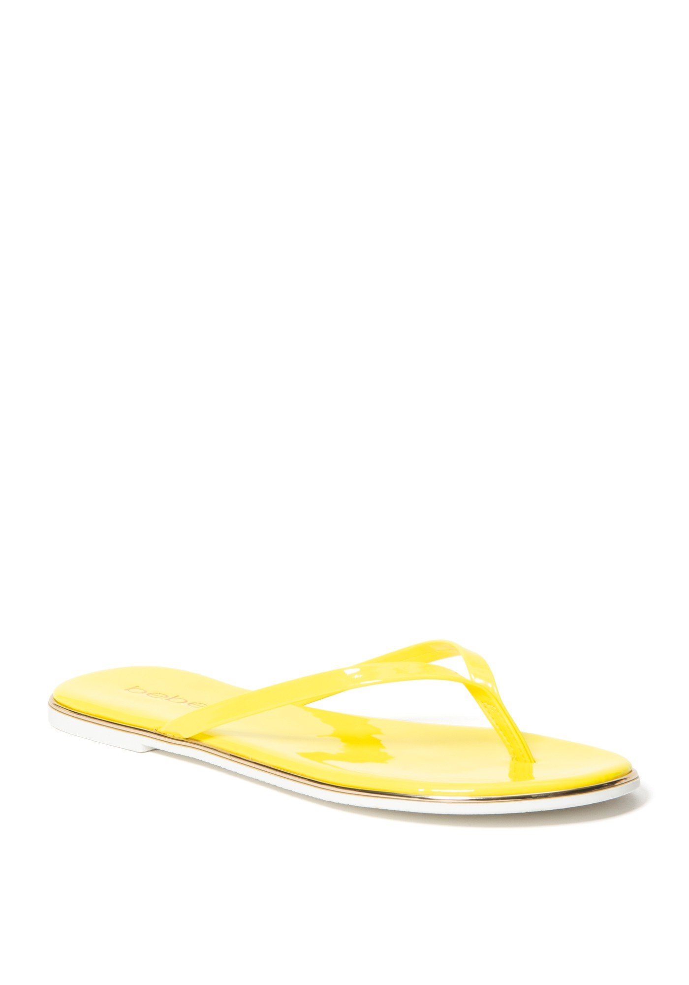 Bebe Women's Ilistra-W Flip Flops, Size 7 in Neon Yellow Synthetic