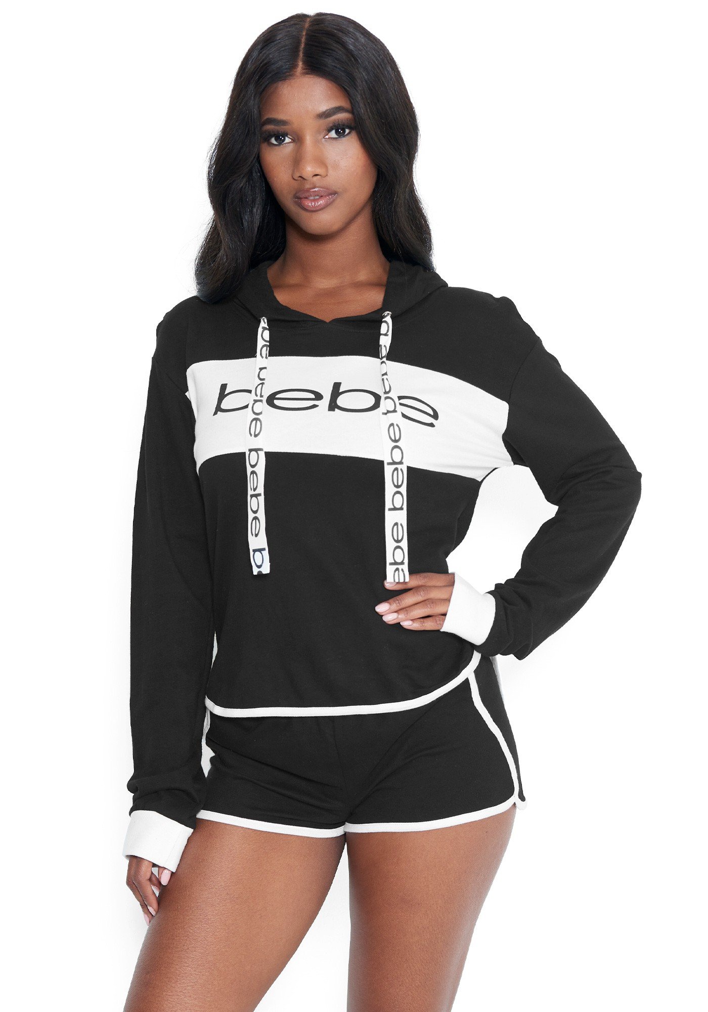 Bebe Women's Logo Sleepwear Shorts Set, Size Small in Black